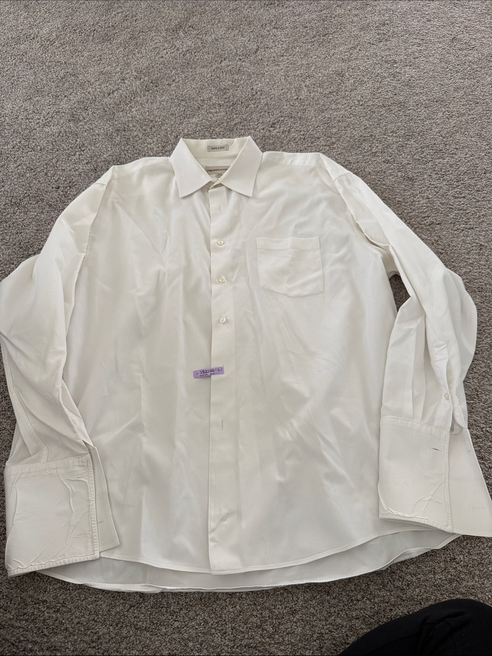 Pronto Uomo Classic White Men's Button Down Dress Shirt 17 1/2 34/35